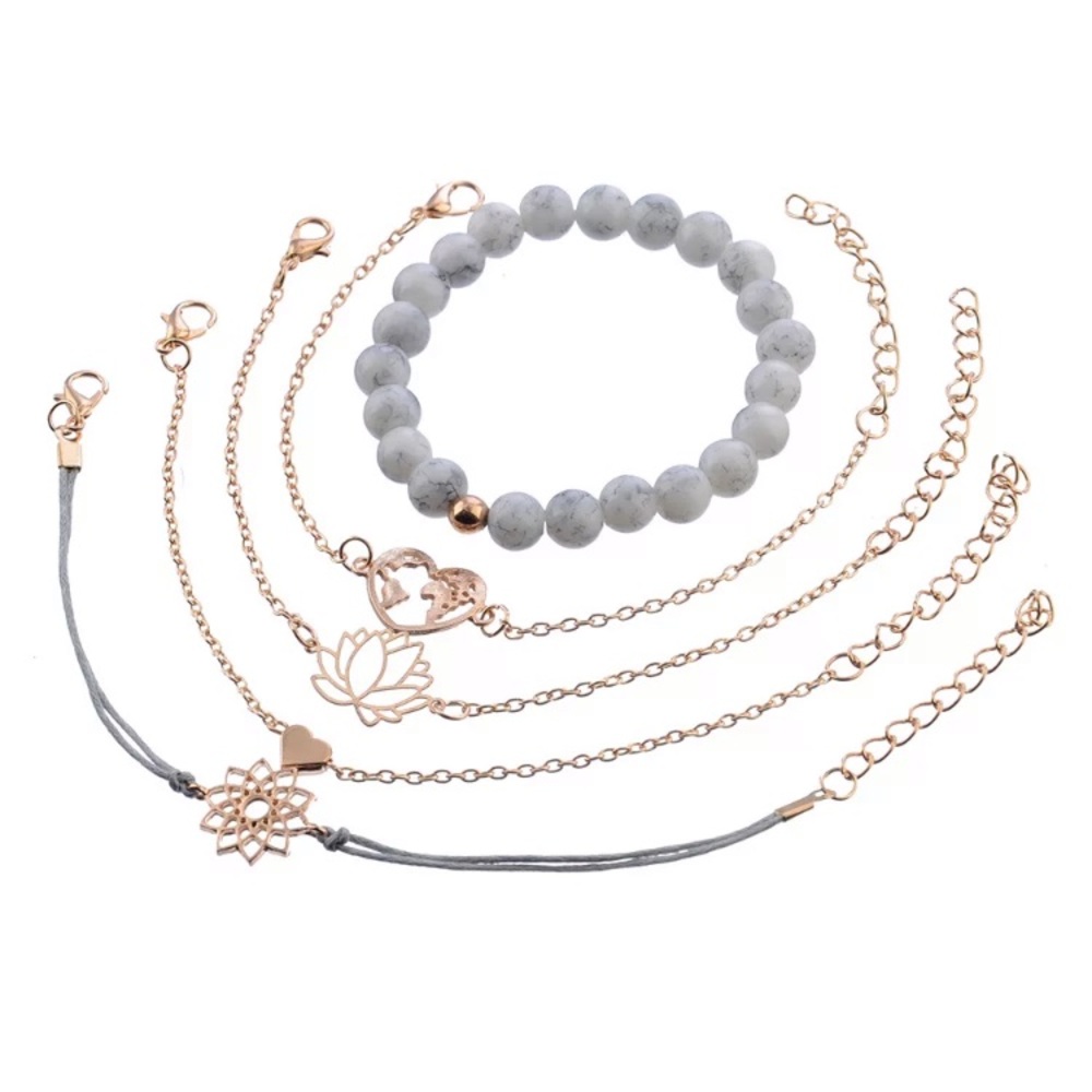Gray And Gold Stackable Bracelets - Picture 2 of 7